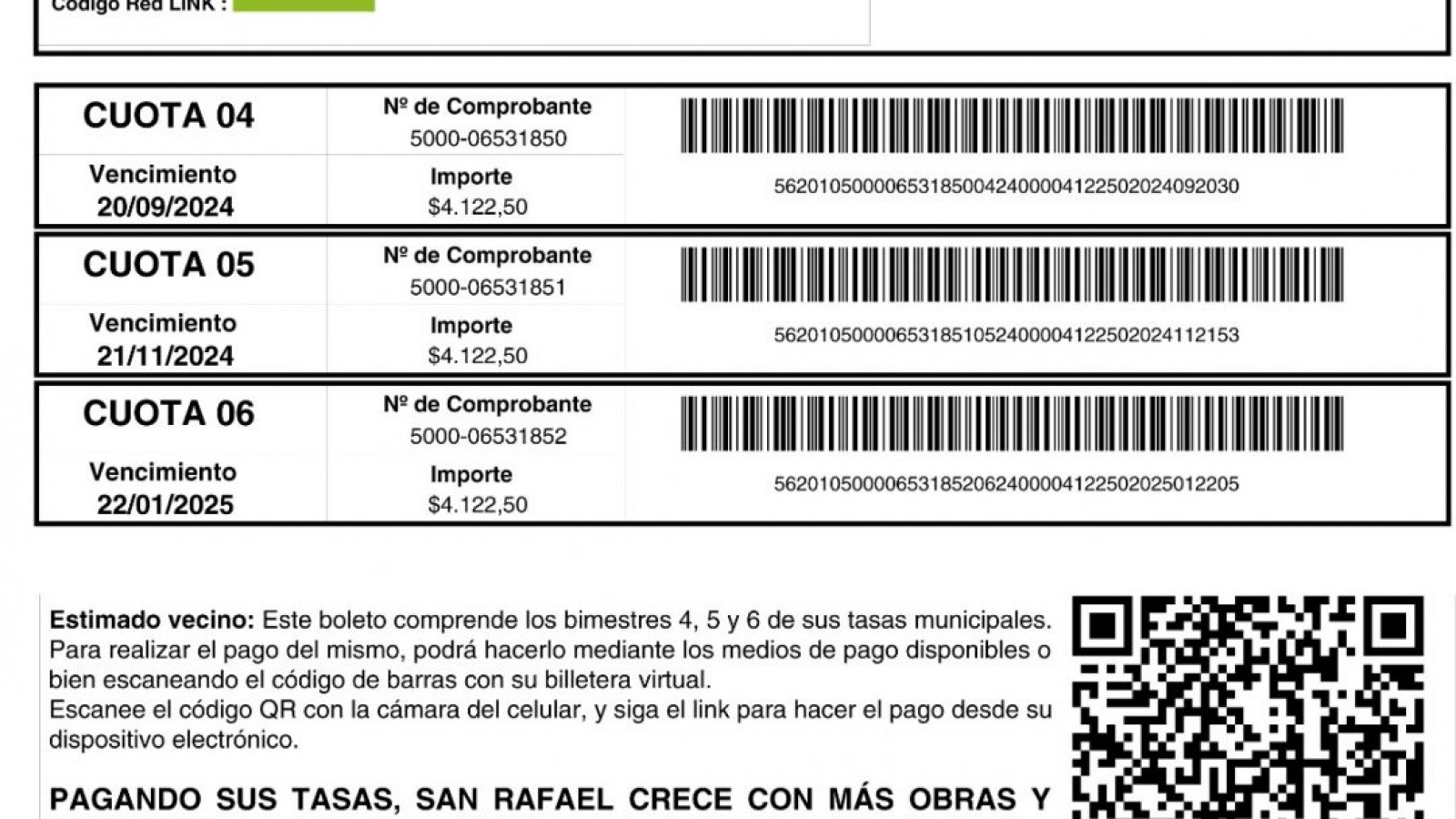Ya están disponibles los boletos de tasas municipales del segundo semestre en San Rafael